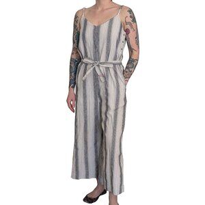 Matter Resort Jumpsuit Ankle Length Cream and Black in Lunar Stripe | S